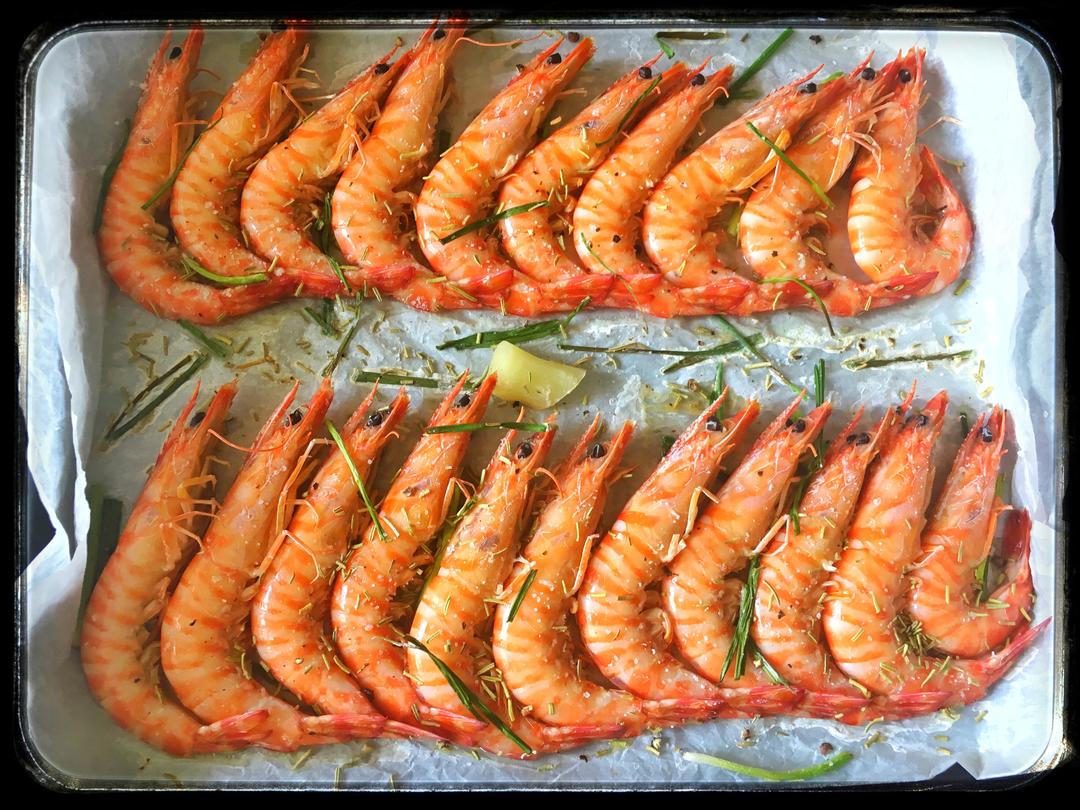 迷迭香盐烤斑节虾