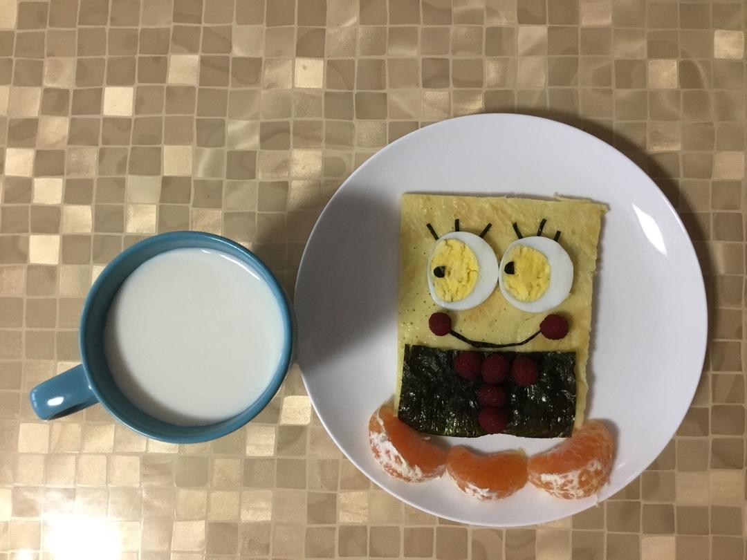 趣味早餐摆盘——海绵宝宝