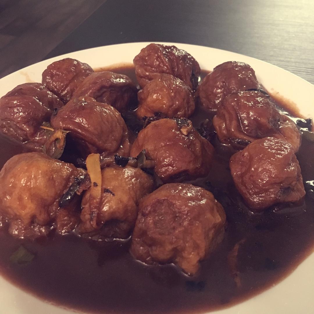 红烧油面筋塞肉