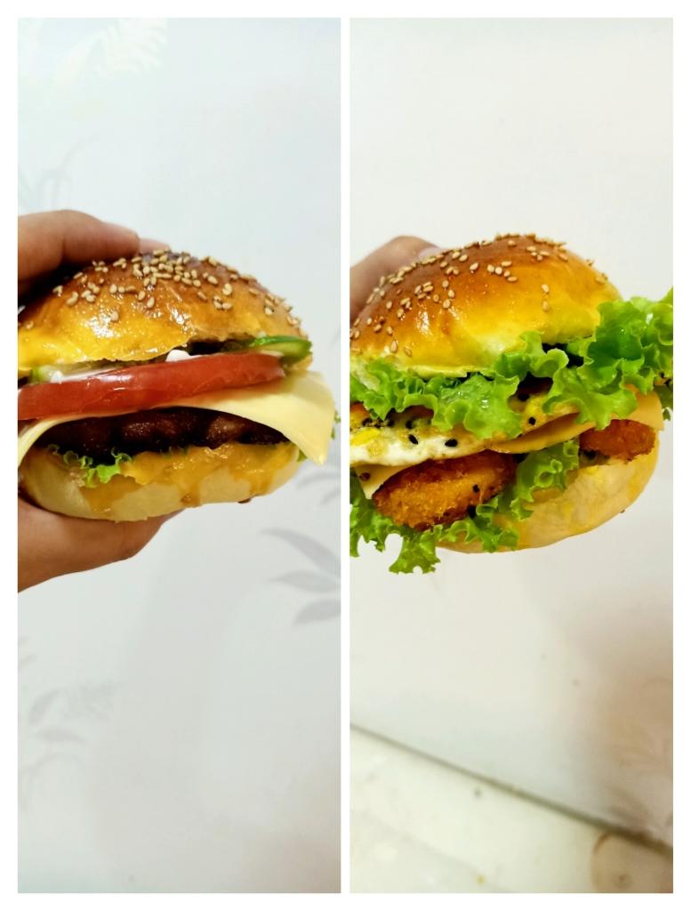 家庭版儿童香煎牛排汉堡＆蒜香鸡排煎蛋汉堡的做法