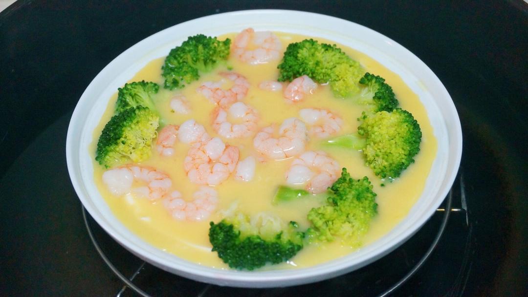 西兰花虾仁内酯豆腐蒸蛋，减脂餐