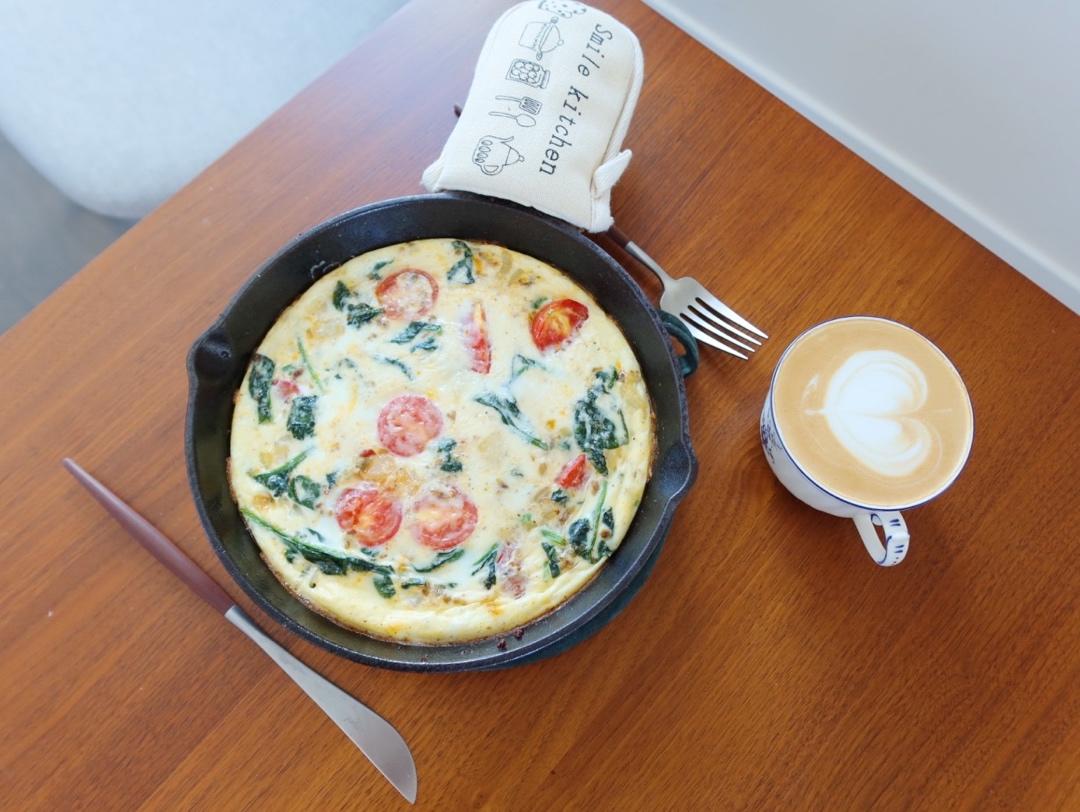 菠菜培根意式蛋饼Spinach&bacon frittata