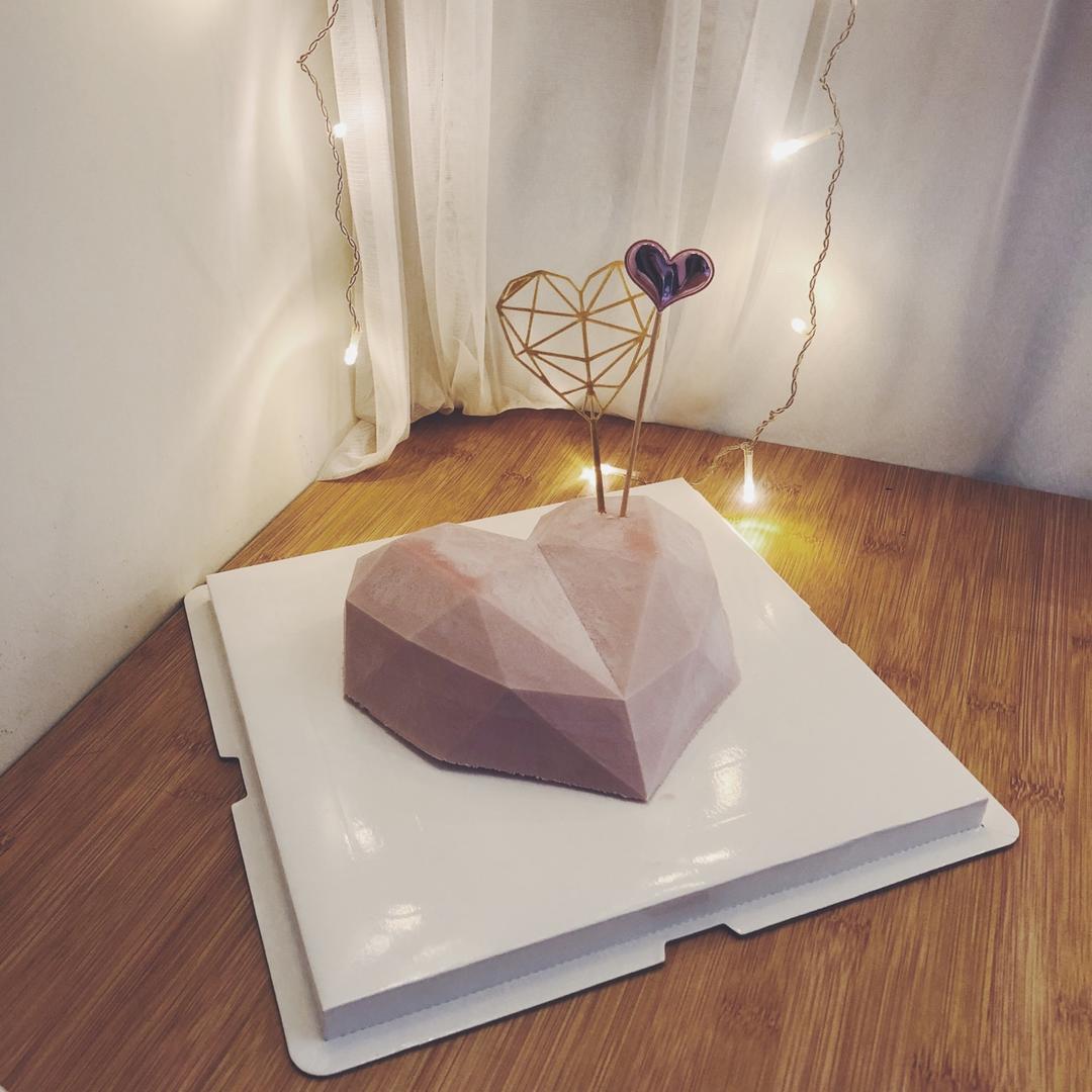 少女❤3D钻石心形覆盆子乳酪慕斯（7寸）