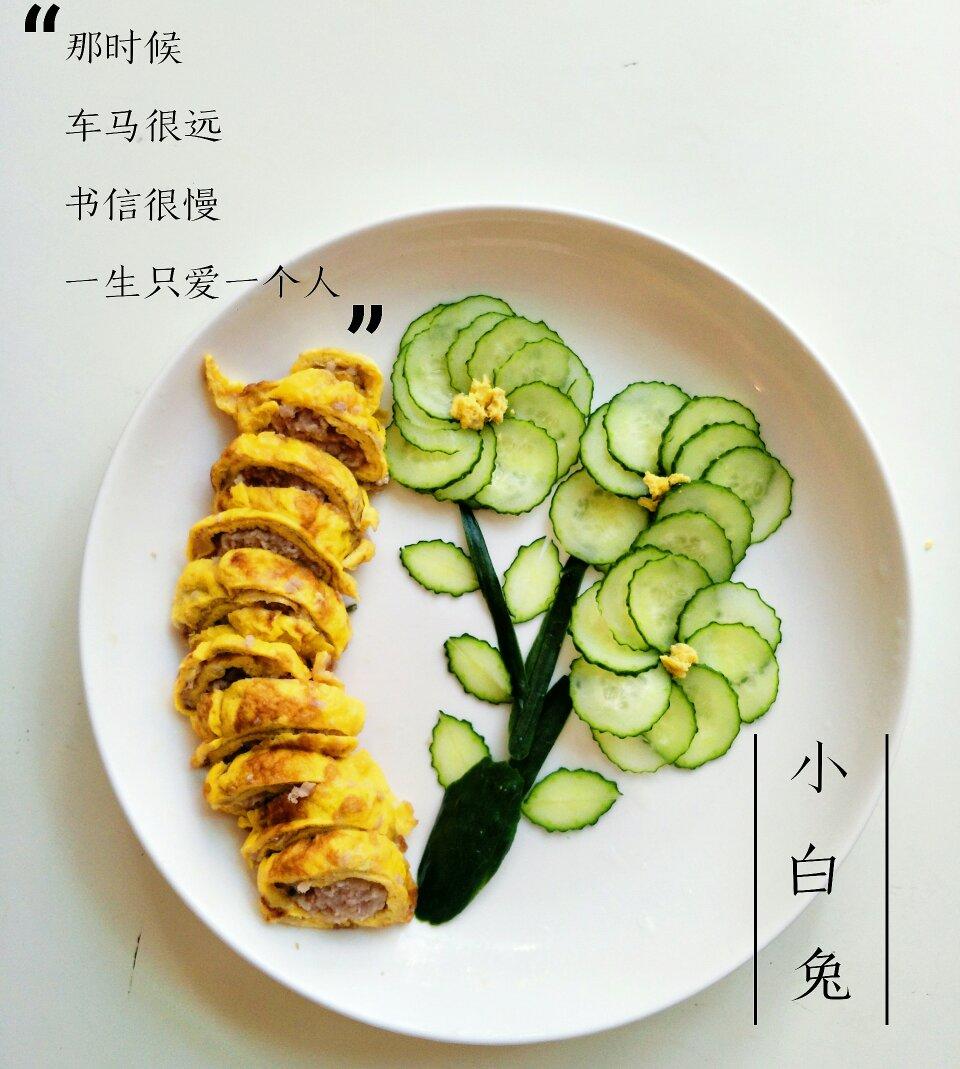 黃瓜花美美餐盘画(创意盘画の四)