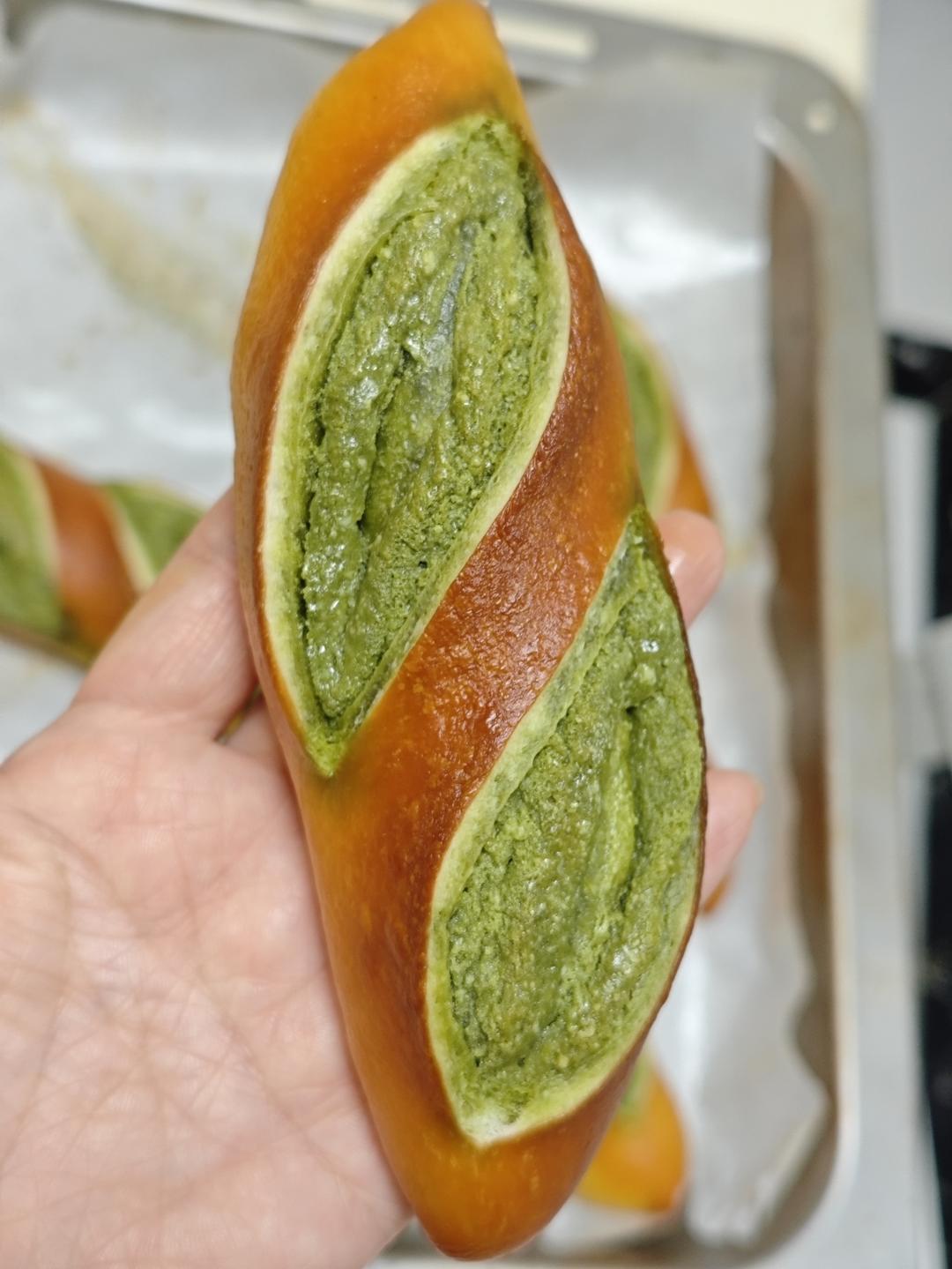 原味（抹茶）2款奶酥馅德式碱水面包｜一次搞定两种口味｜高颜值｜快手｜免手套膜｜免发酵