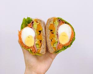 （我的减脂早餐26💕）只需一片吐司的『沼三明治』南瓜鸡蛋卷心菜的做法 步骤11