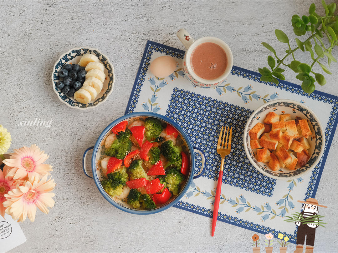 低卡时蔬烤鲜虾仁【东菱空气炸锅食谱】