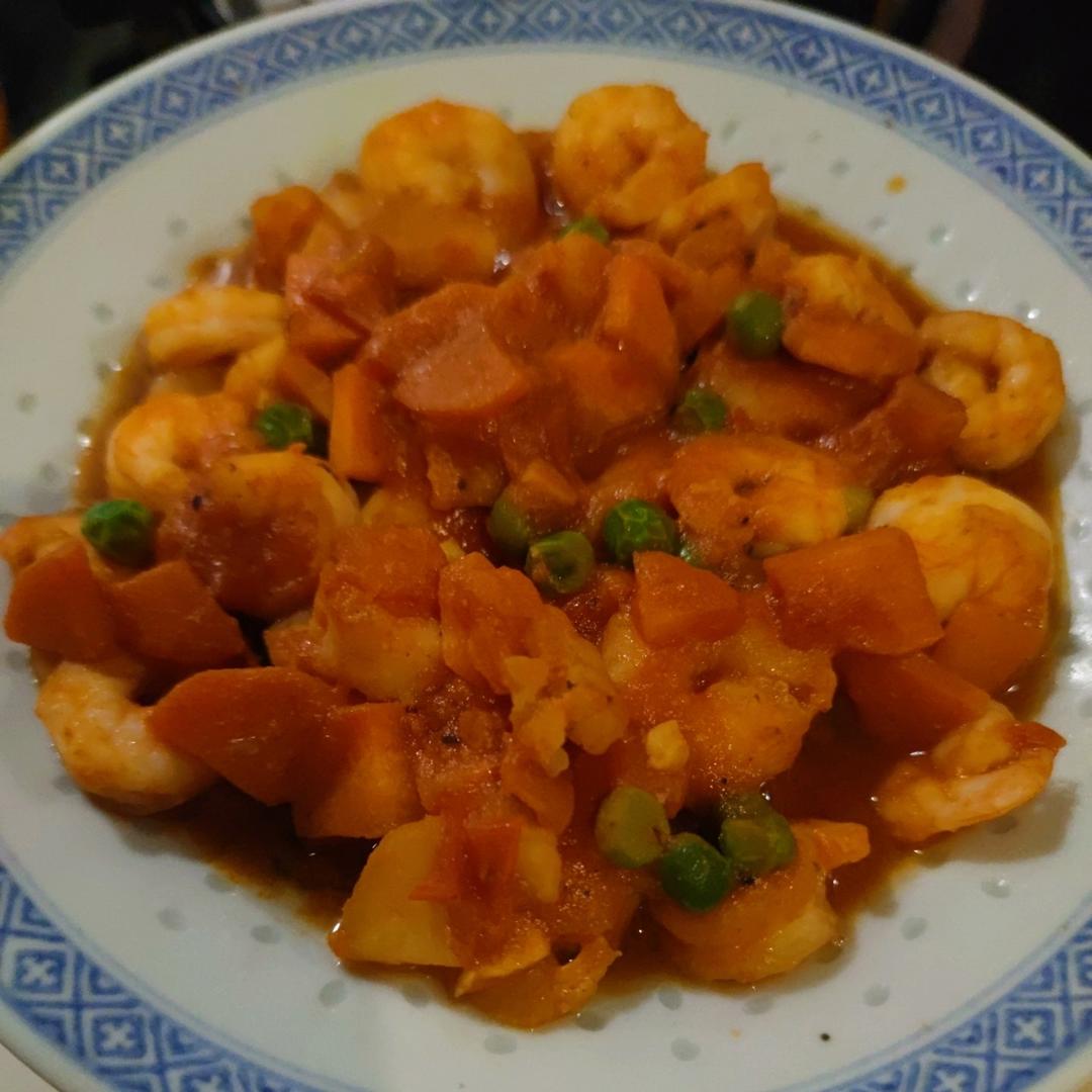 番茄虾仁，孩子喜欢吃