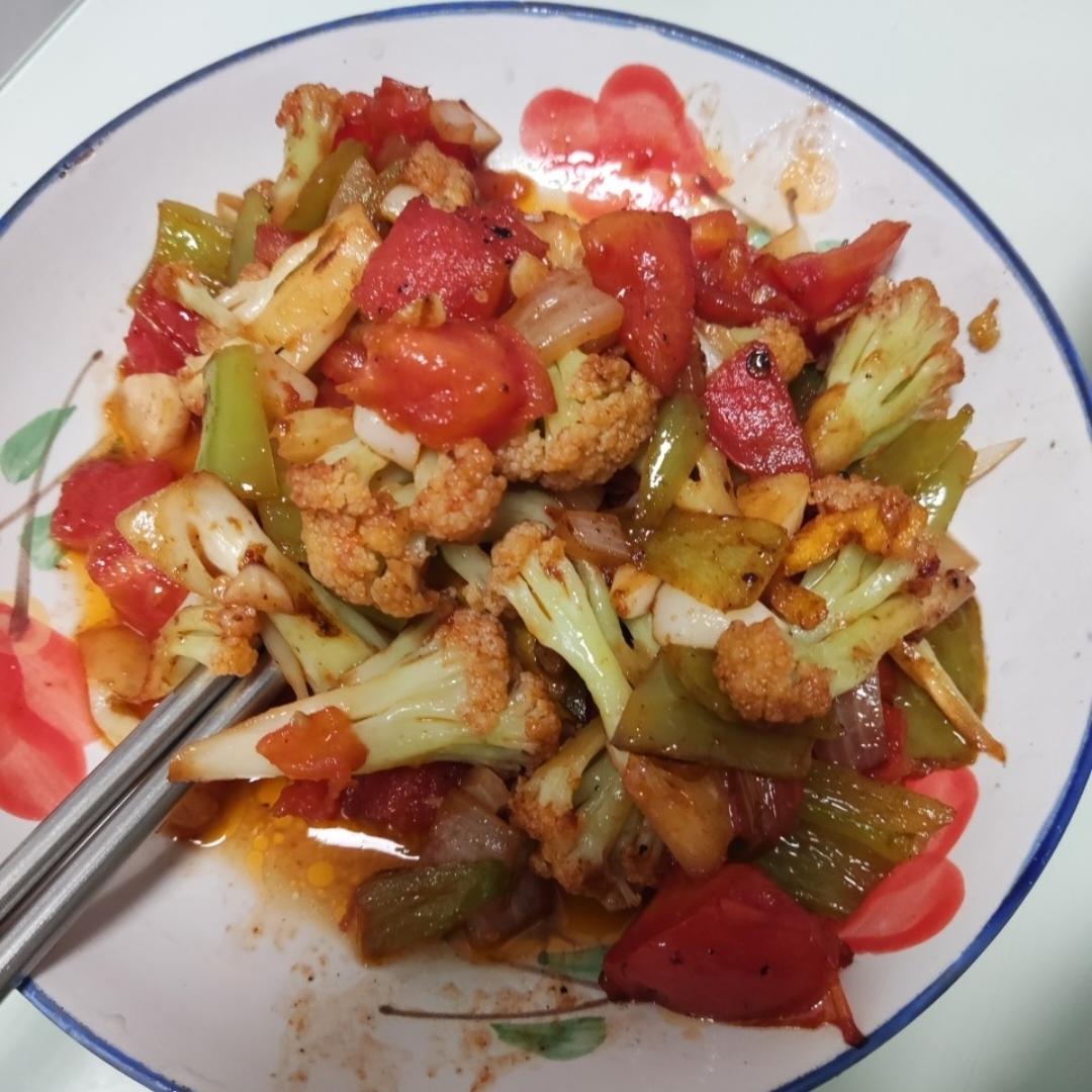 有机花菜炒西红柿