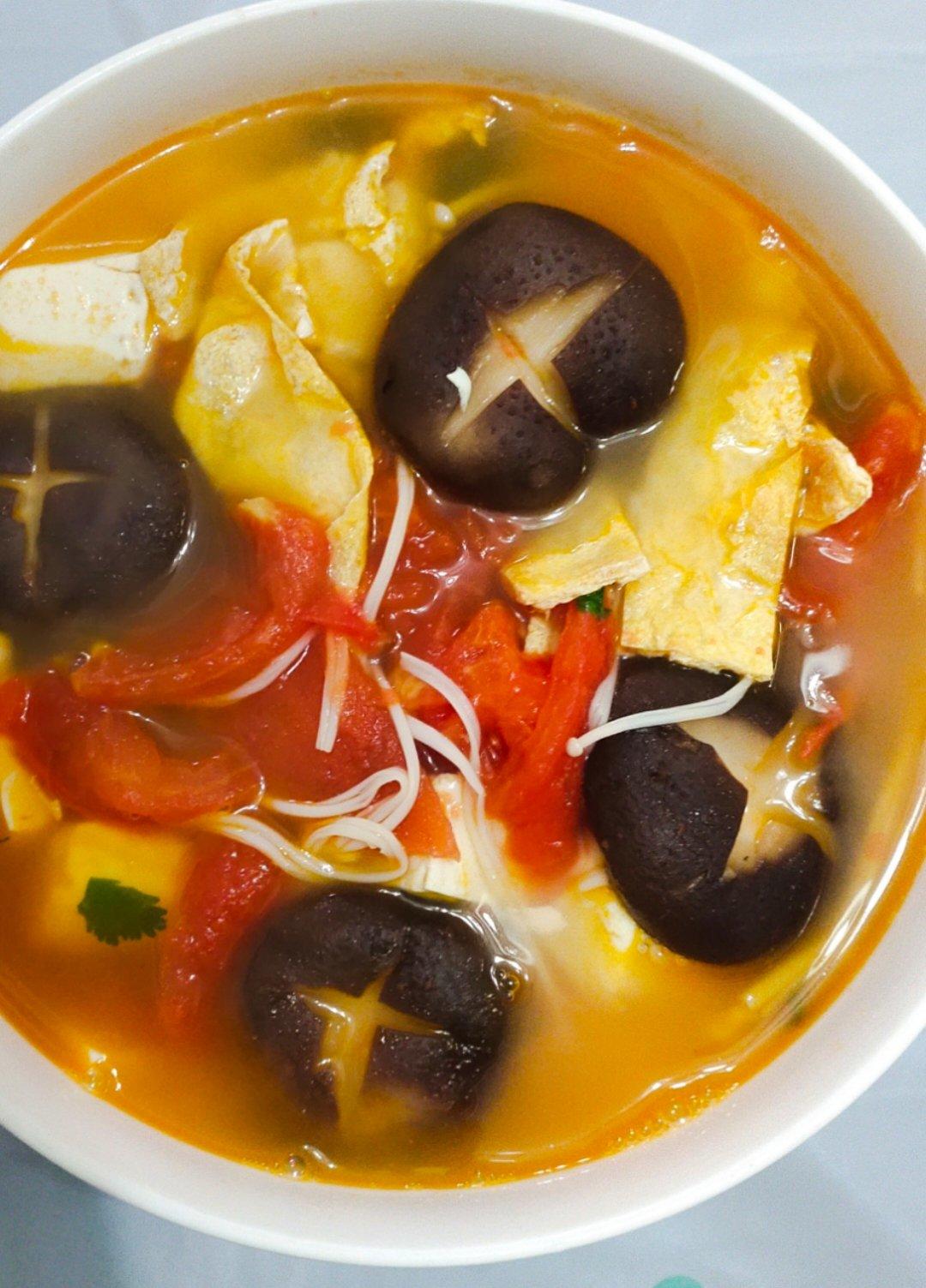 西红柿菌菇豆腐汤