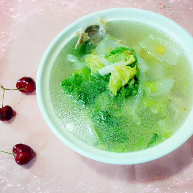 张妈妈的厨房做的小白菜滚鸡汤