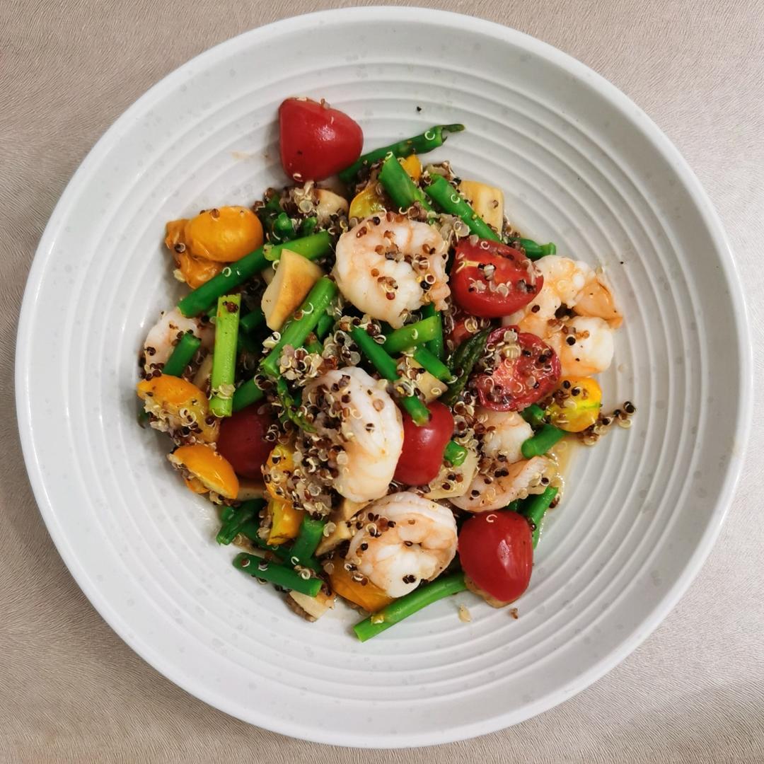【减脂小厨房】芦笋虾仁藜麦沙拉