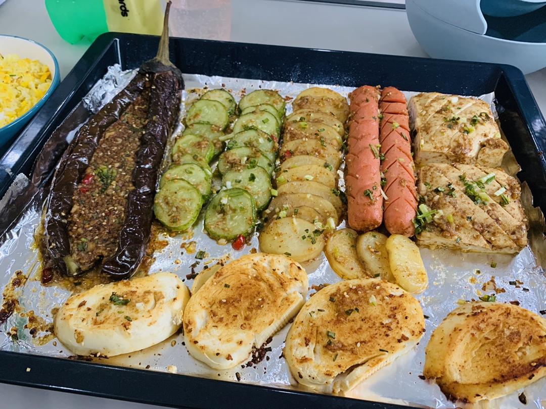 健康低脂烤箱版家庭烧烤｜#Healthymeals# （附照烧鸡肉大葱串做法）