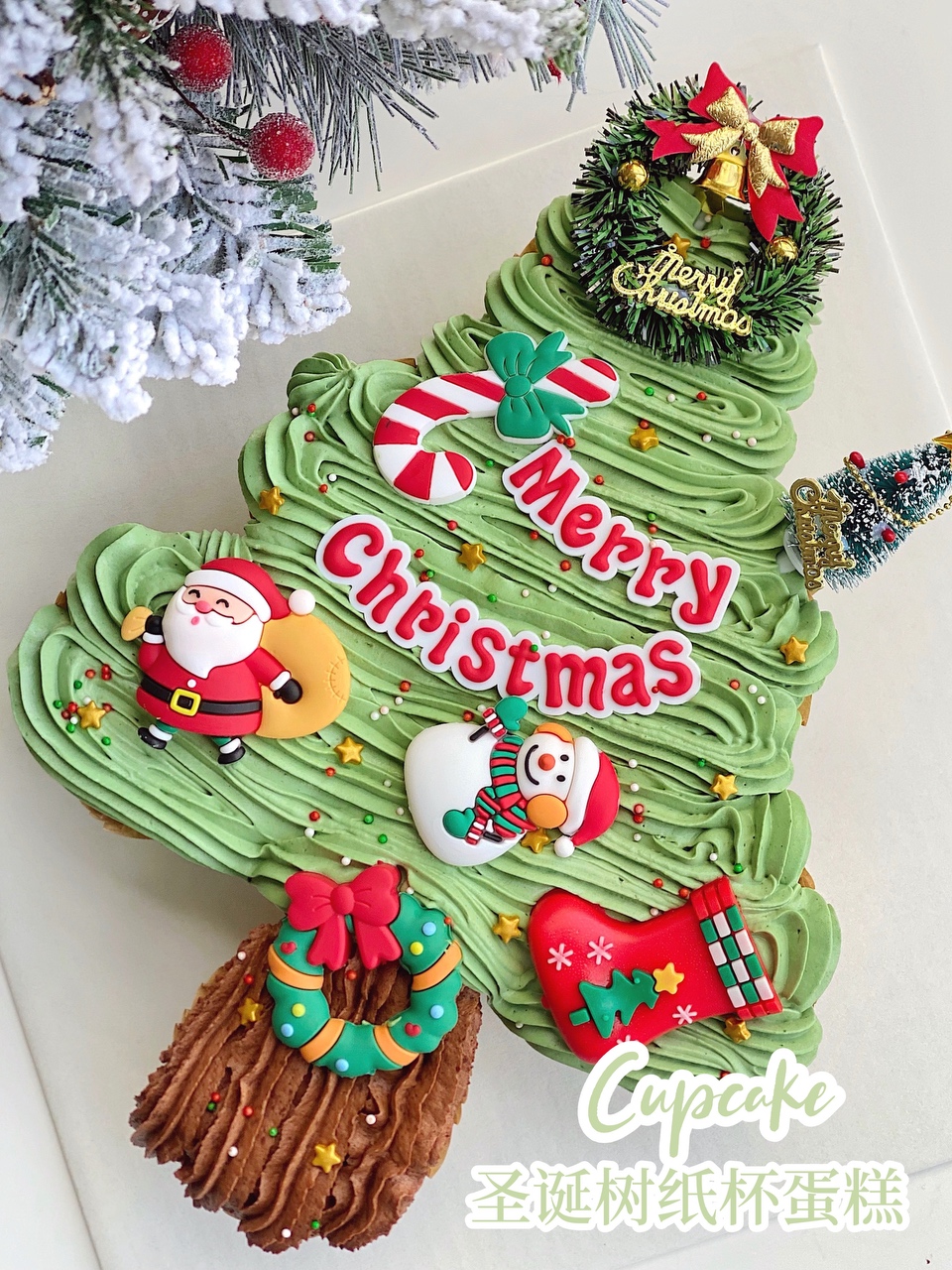 圣诞甜品🎄氛围感十足的圣诞树纸杯蛋糕🧁