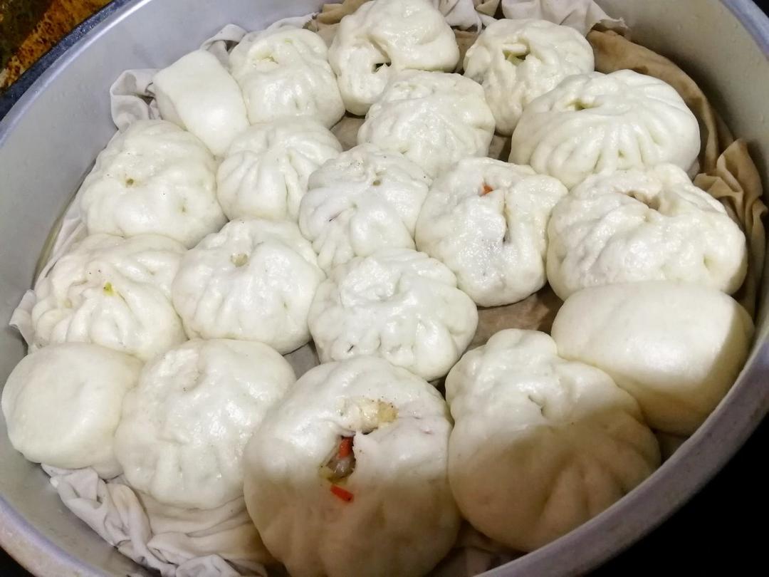 红萝卜圆白菜素菜包子（一次性发酵，附视频）