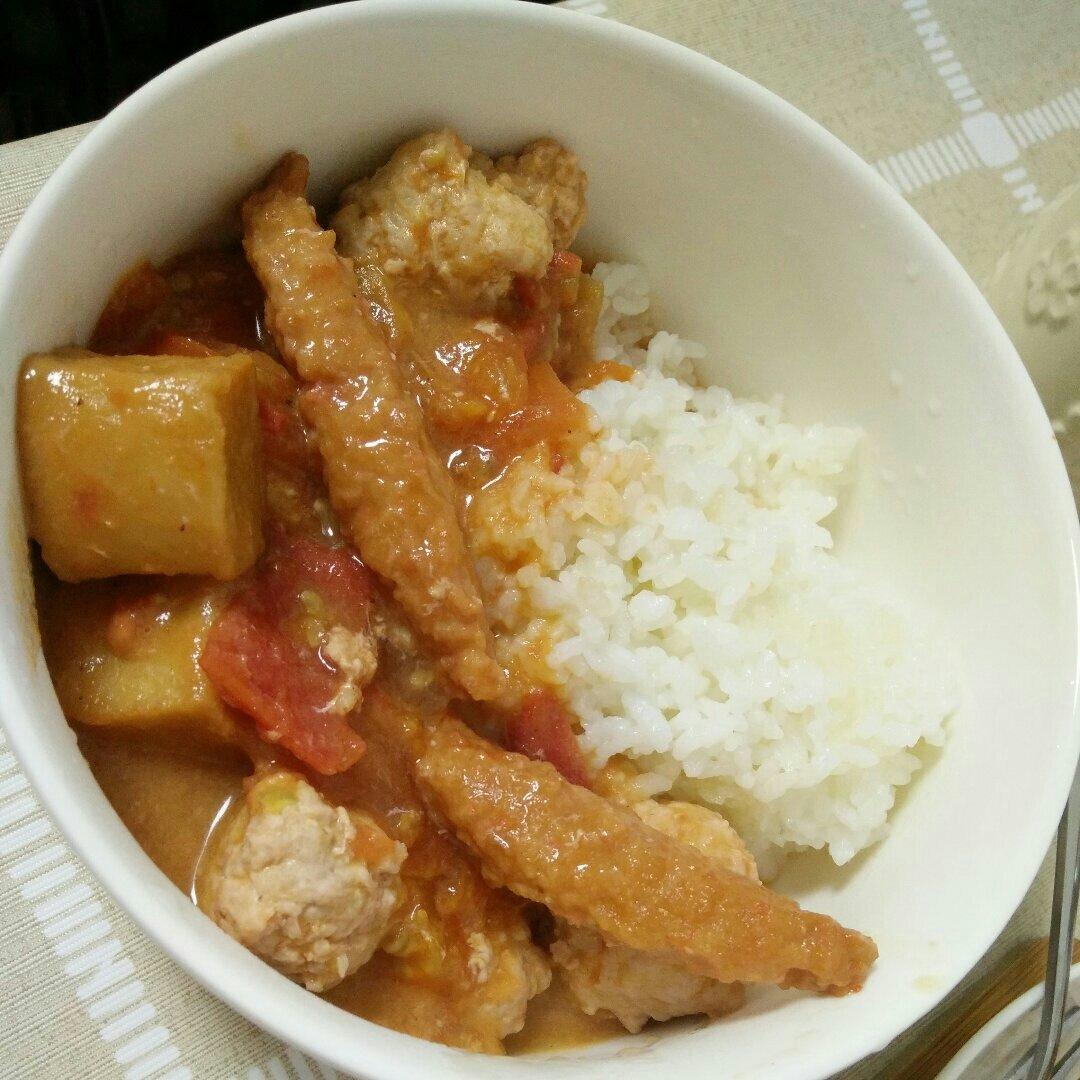 亲子番茄丸子盖饭