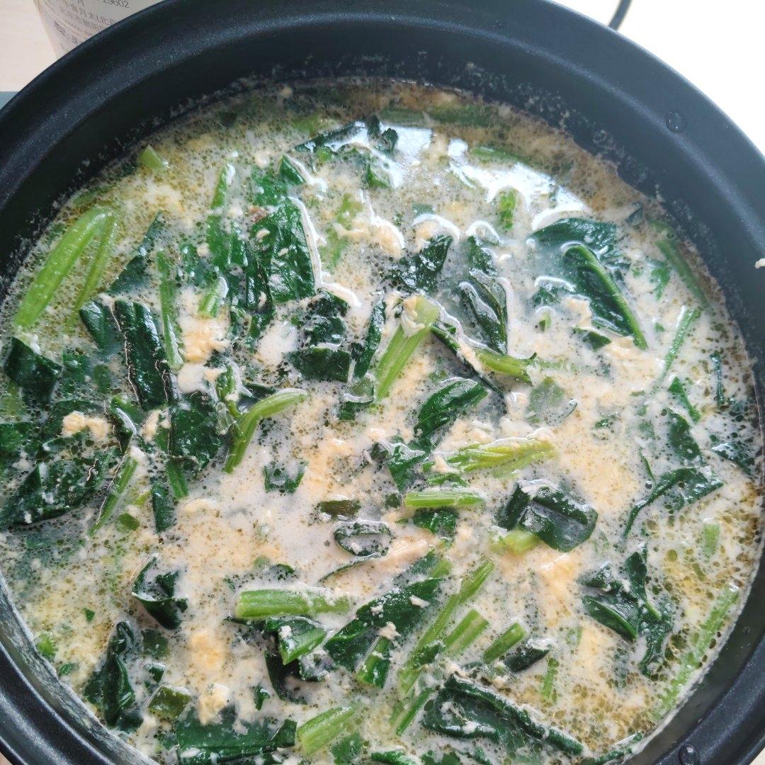 减肥低卡高蛋白靓汤-菠菜豆腐鸡蛋汤，可加洋车前子壳粉