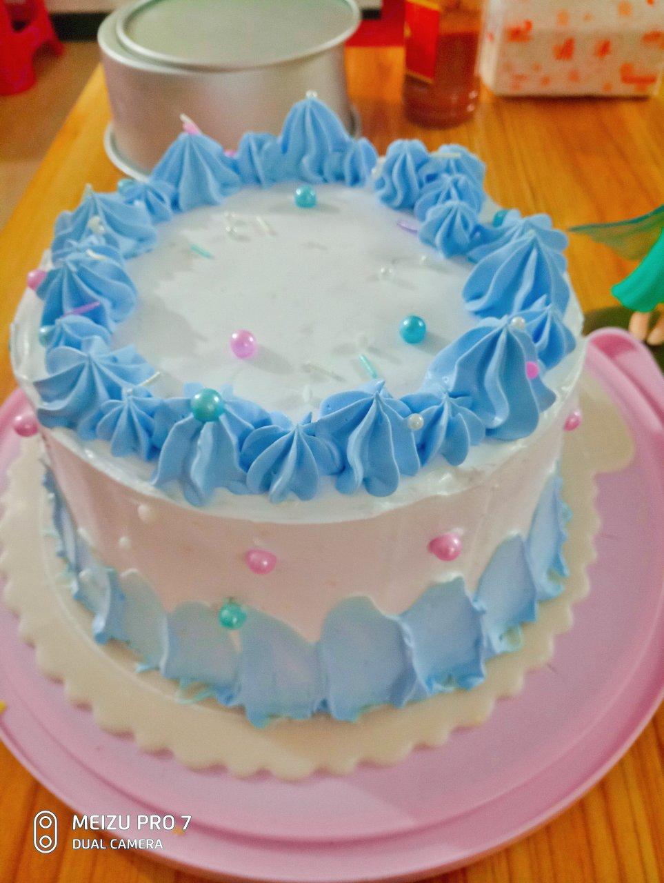 蓝莓奶油蛋糕🍰没有裱花台&裱花刀