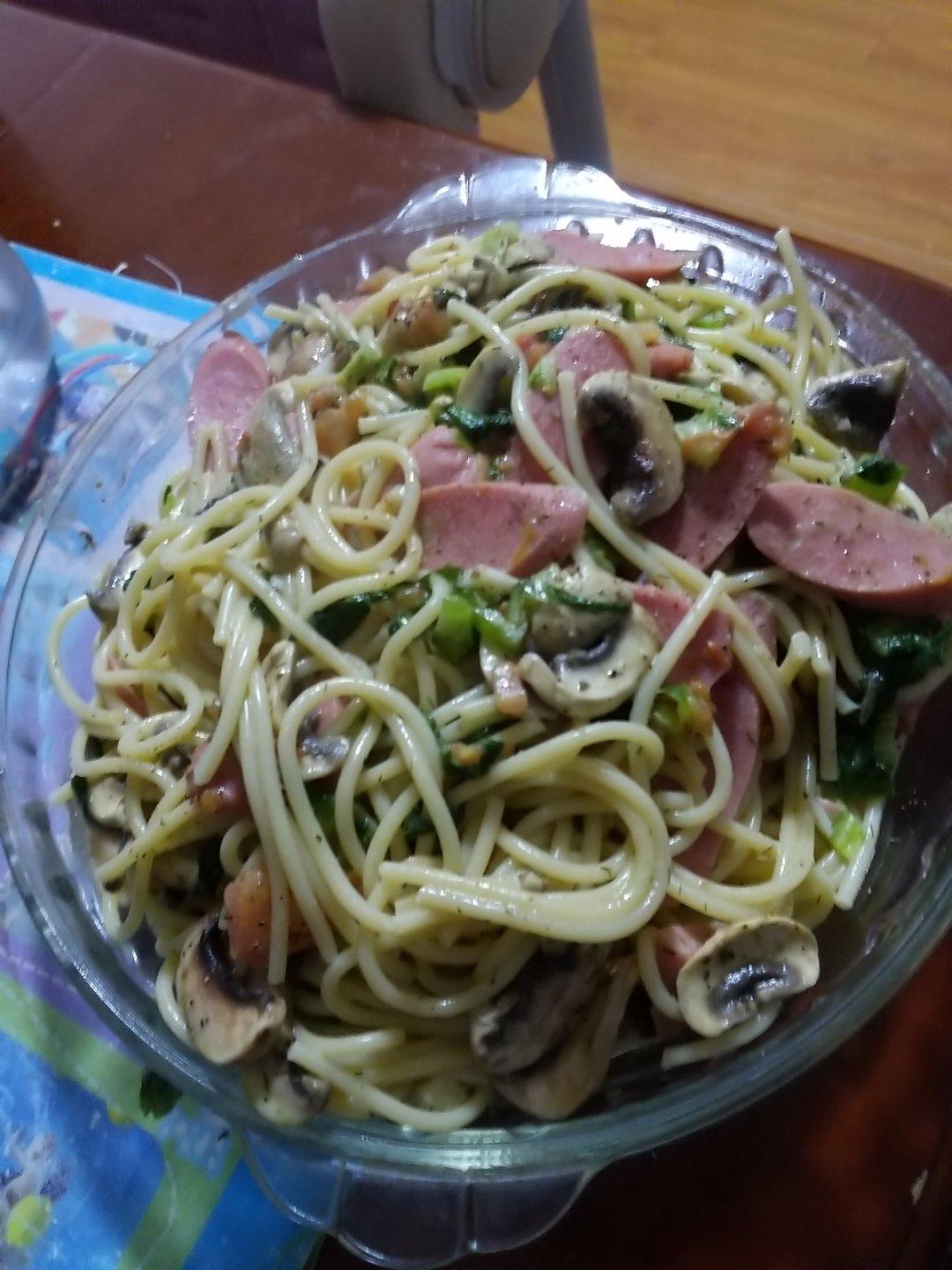 奶油蘑菇菠菜意大利面