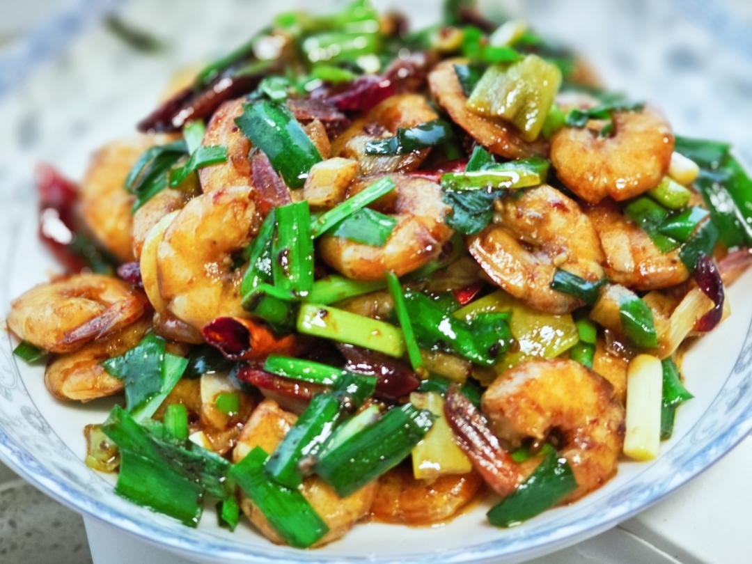 韭菜辣炒羊毛虾