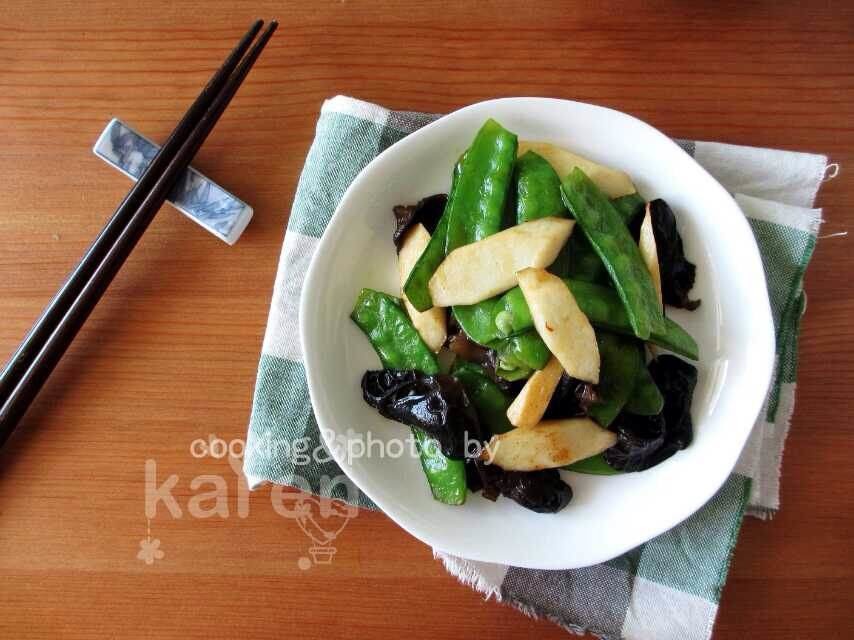 简单好吃的山药木耳炒荷兰豆