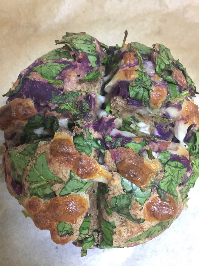 100%全麦菠菜紫薯芝士孜然丹波面包——快手面包