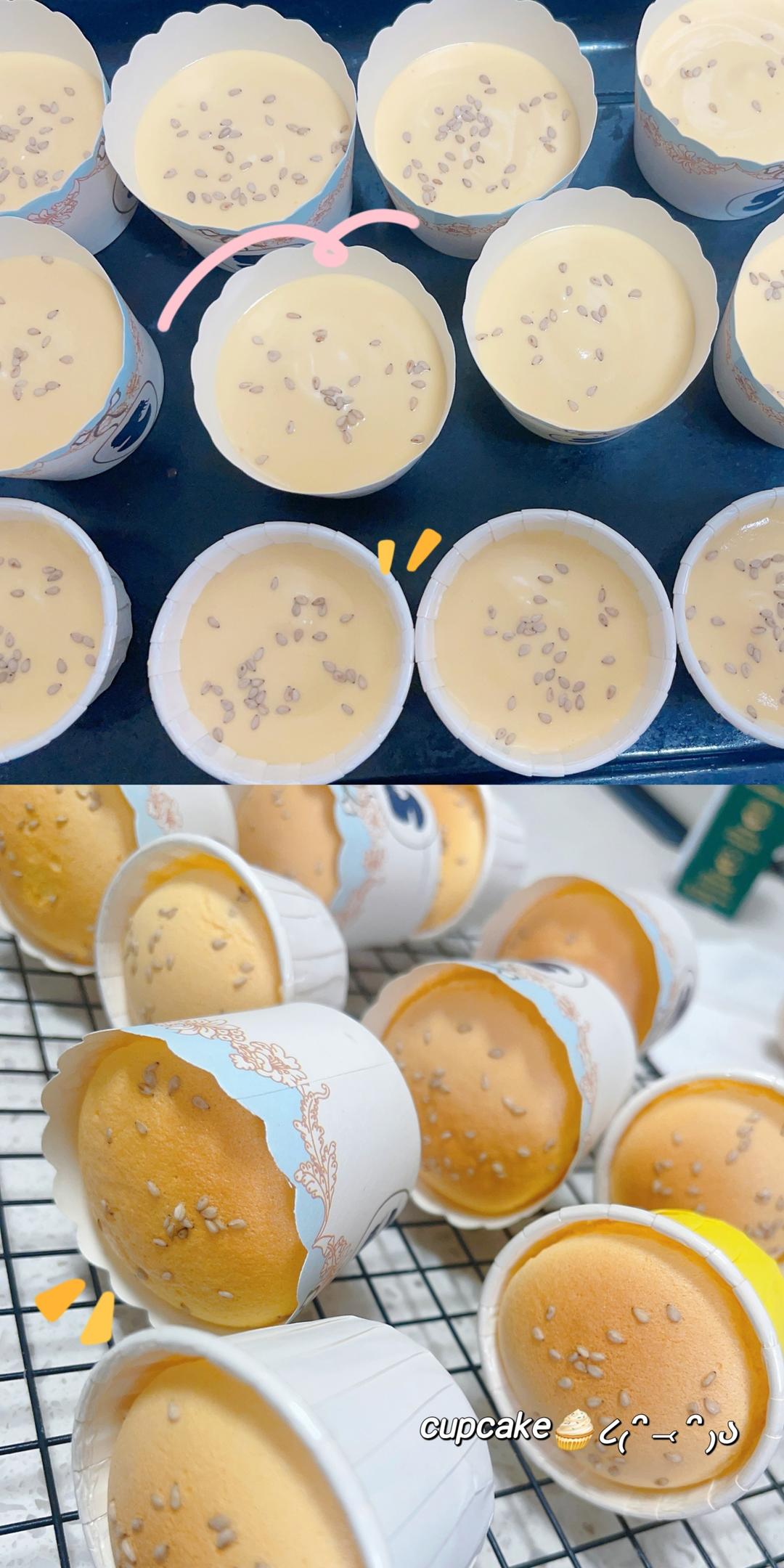 四段烘烤，纸杯蛋糕不开裂不回缩