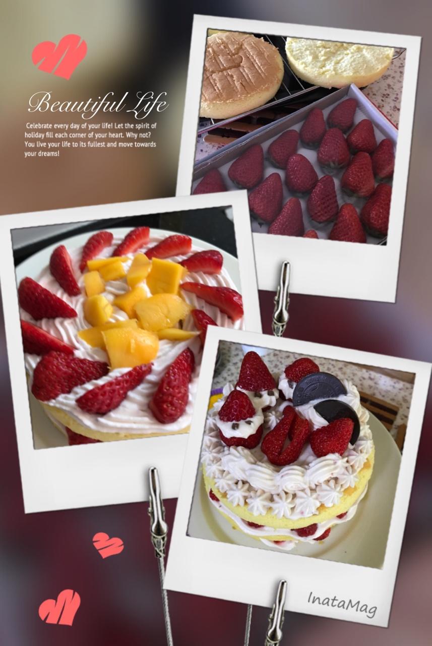 草莓玫瑰裸蛋糕（图文+视频）