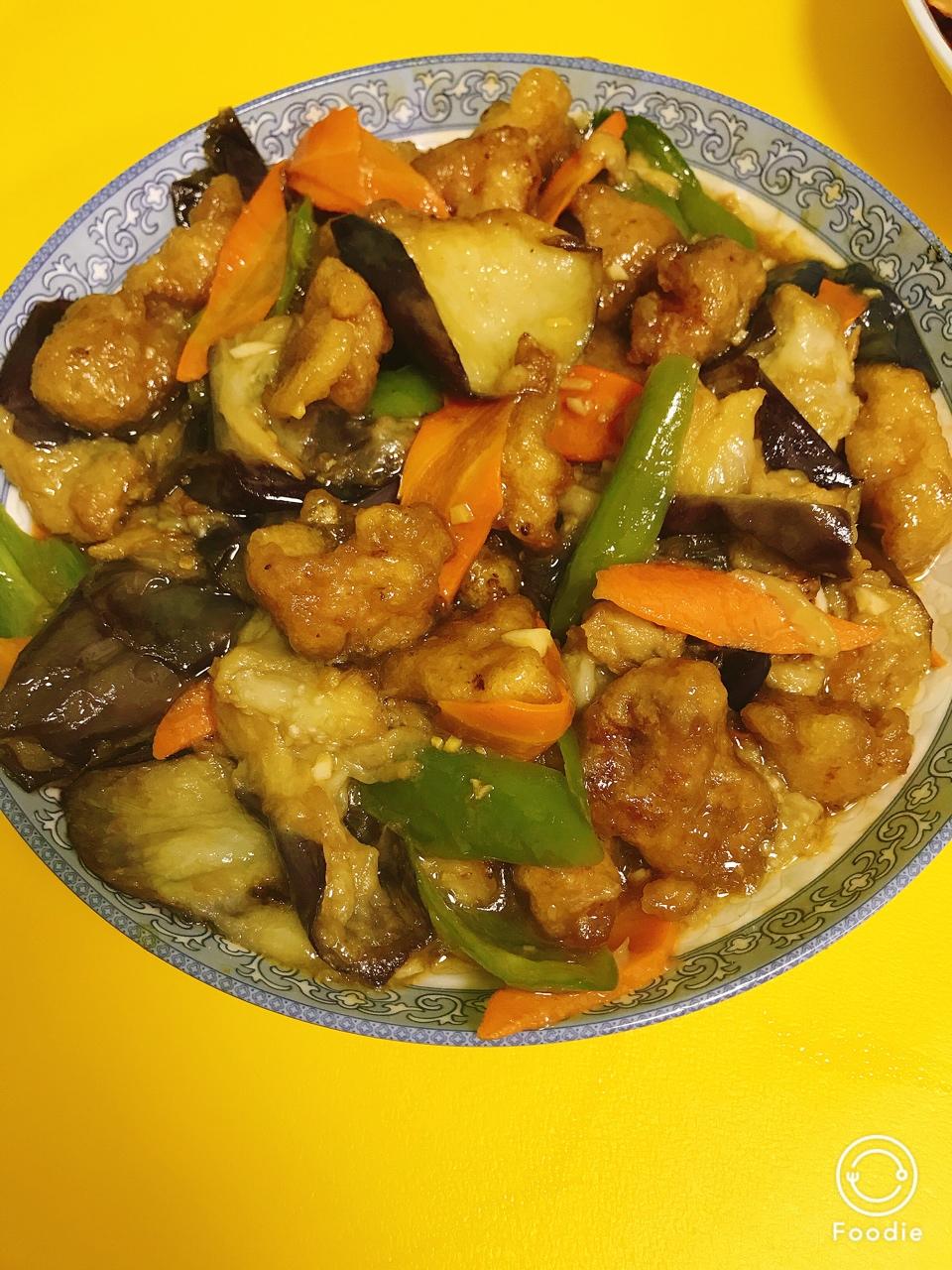 溜肉段烧茄子