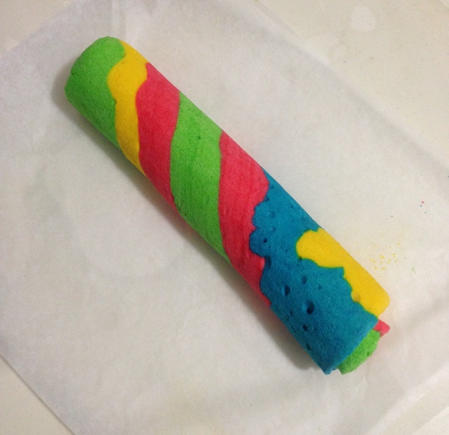 五彩斑斓的彩虹蛋糕卷   #皮黑森林#