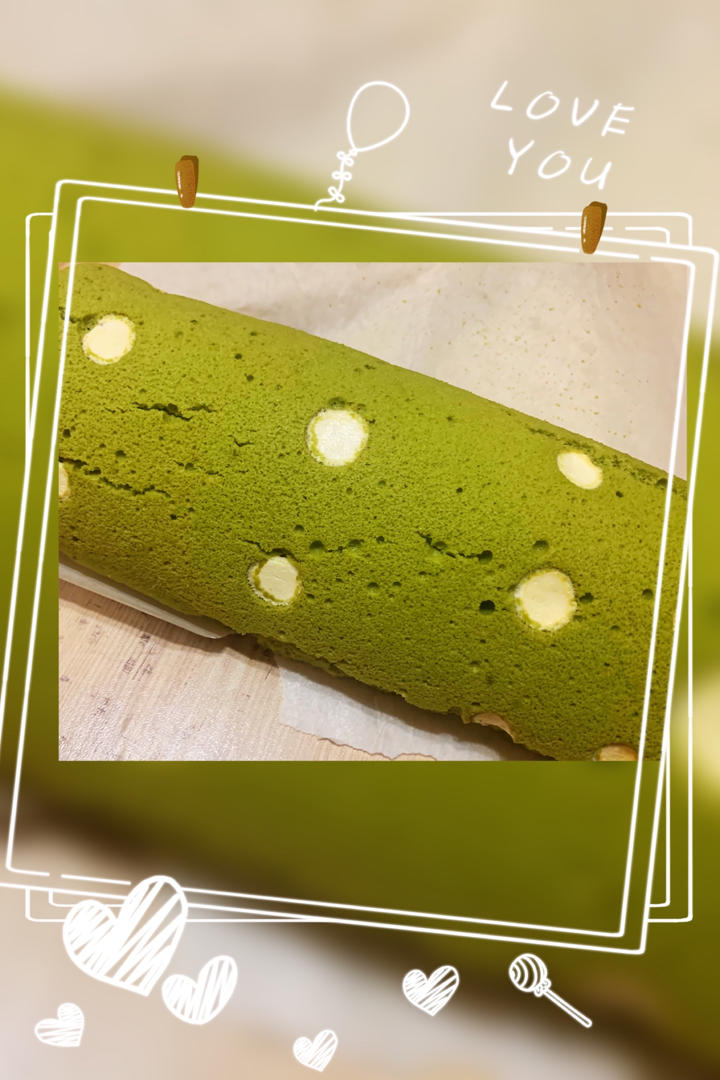 抹茶波点（条纹）蛋糕卷