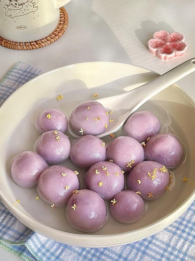 🪭紫薯皮·红豆沙汤团「汤圆｜元宵｜圆子」的做法