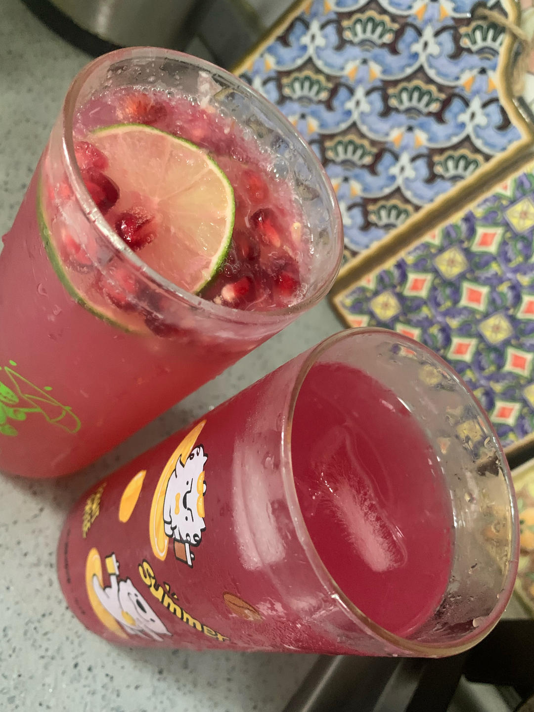 石榴茉莉冰茶🥤巨好喝！不用榨汁机