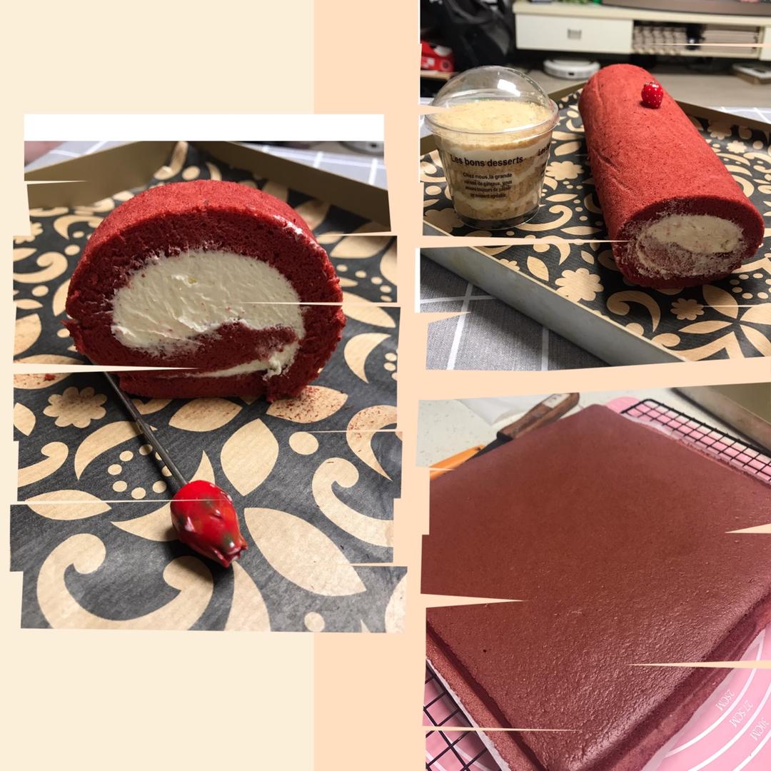 红丝绒蛋糕卷（完美毛巾底）