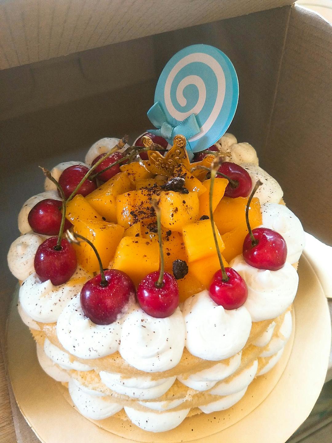 【零失败】不会裱花没关系的水果裸蛋糕 芒果裸蛋糕 完美戚风胚