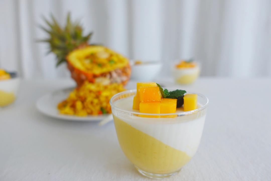 高颜值零卡糖健康食谱双色芒果布丁🥭（视频详细步骤）的做法