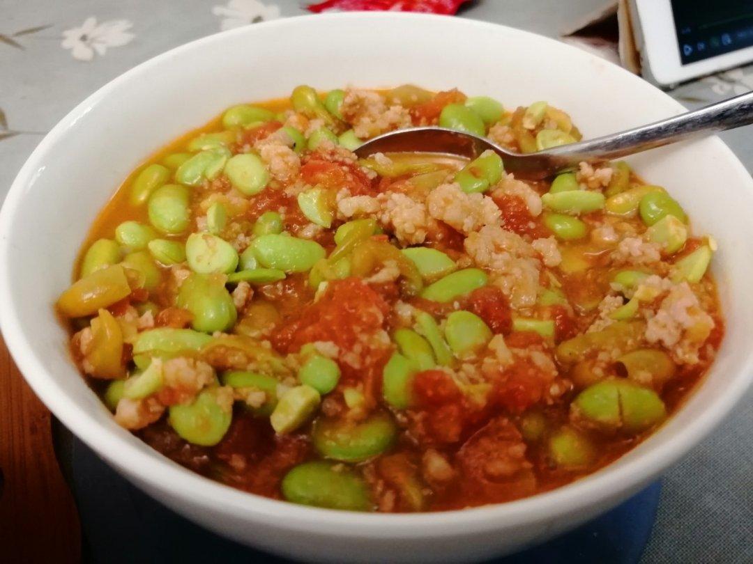 肉末番茄烧毛豆