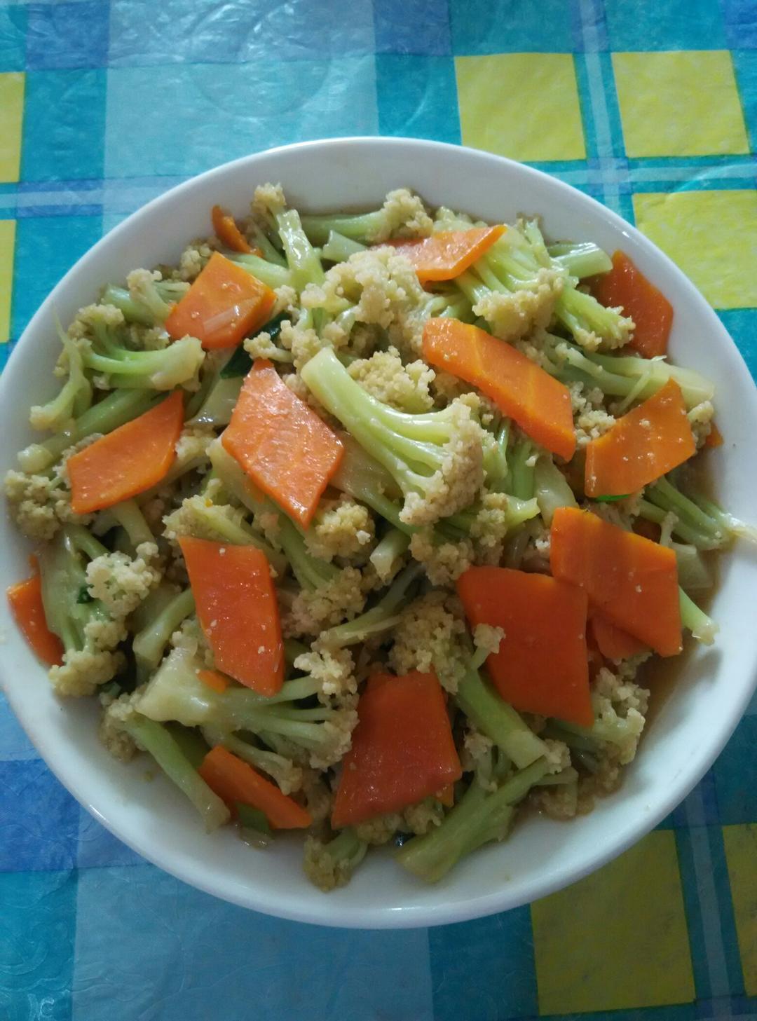 快乐吃喝做的胡萝卜炒有机花菜