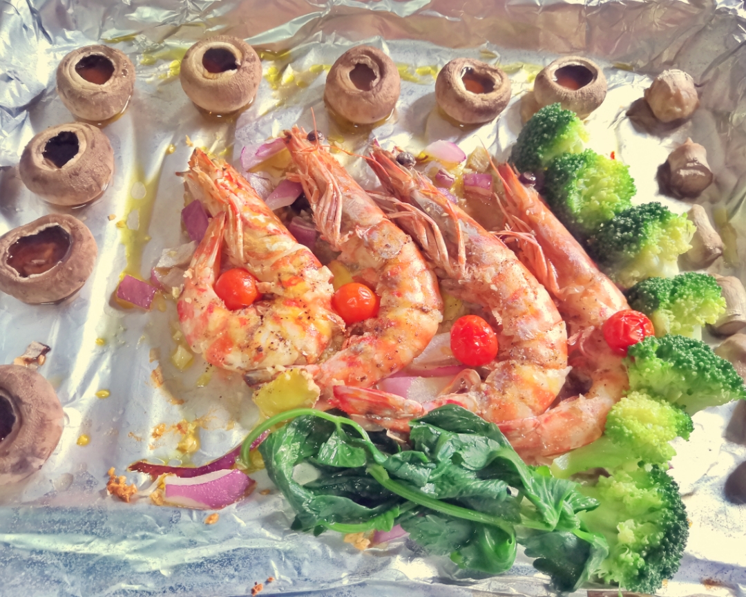 营养烤海虾午餐版的做法