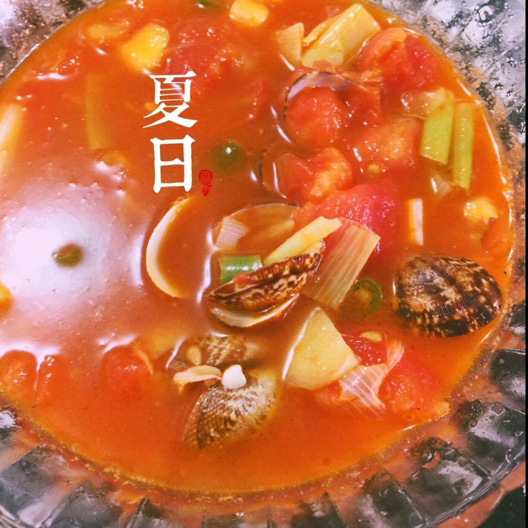 番茄花蛤汤汁面的做法