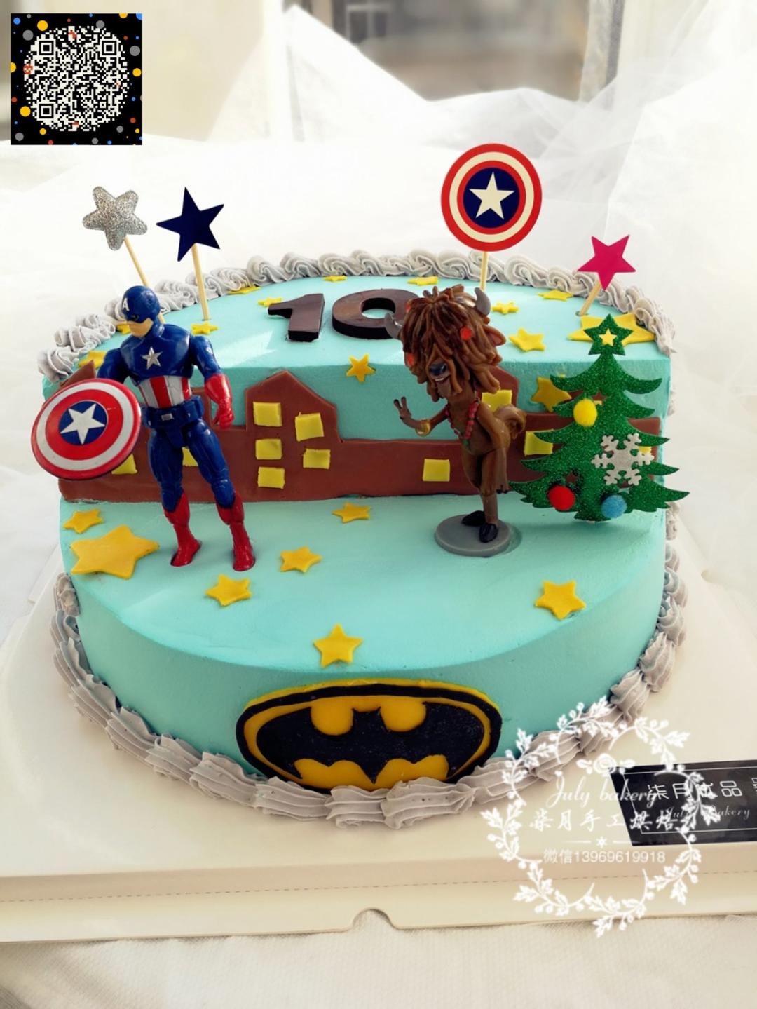 美国队长创意生日蛋糕