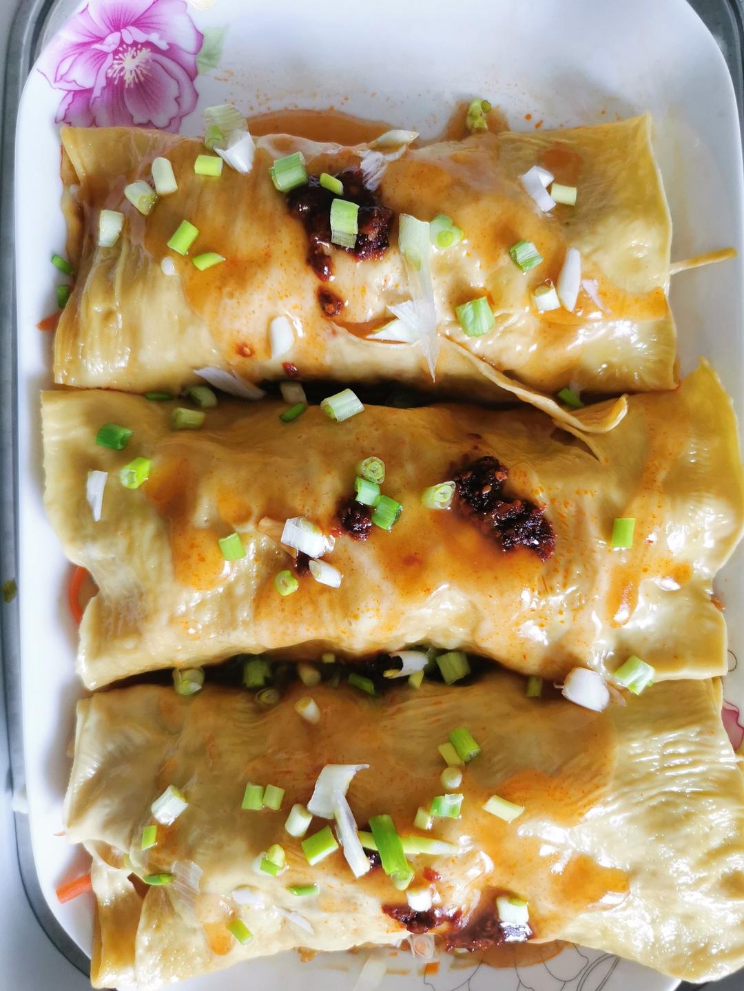 美味蒸菜——鲜腐皮鲍汁卷