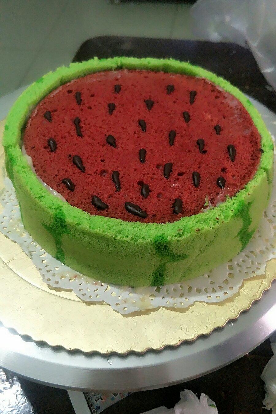 翠chen做的西瓜造型奶油蛋糕