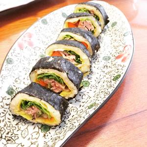 杂蔬海苔土豆卷寿司的做法 步骤5