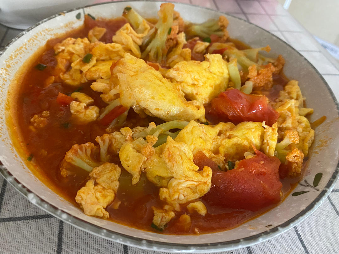 西红柿炒菜花（夏季开胃菜）