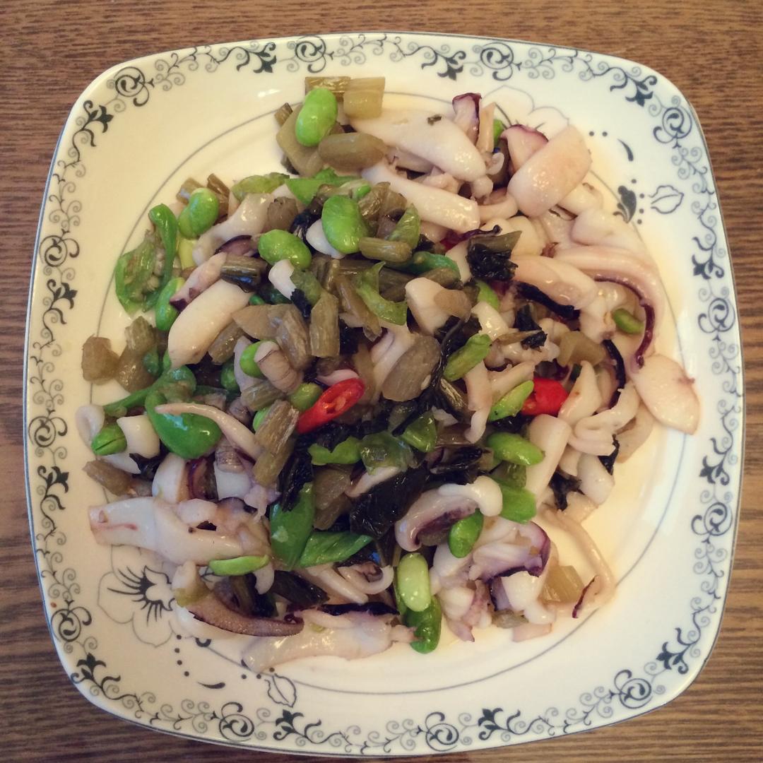 咸菜（雪里蕻）炒墨鱼