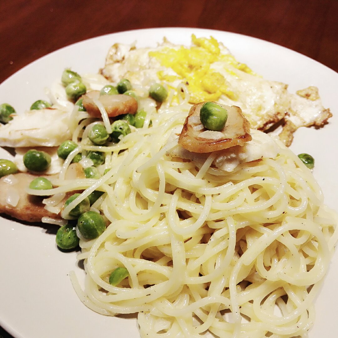 白蘑菇奶油培根意面
