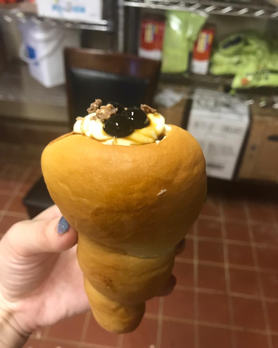 linda001982做的喜茶新品:【黑糖波波面包】,我们早会做了!