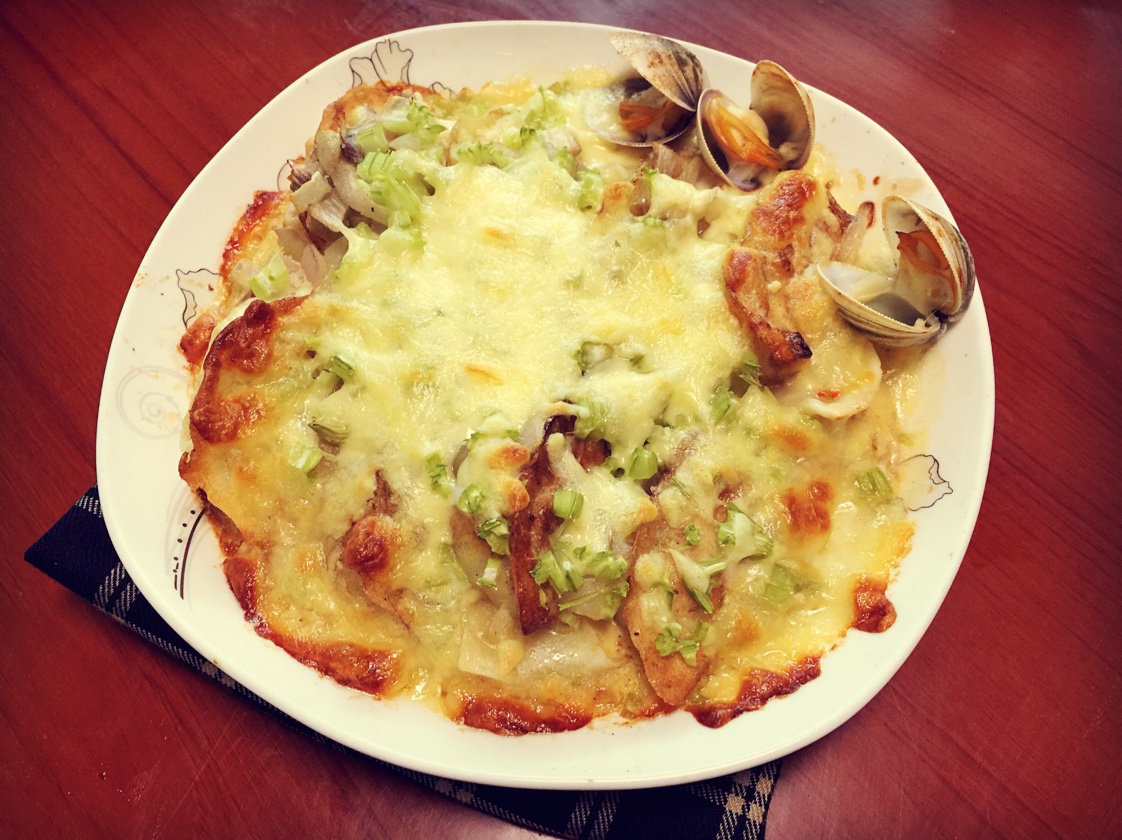 蛋奶芝士焗水饺