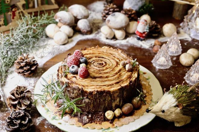 【欢乐圣诞伪树桩2.0】巧克力榛子树桩蛋糕的做法